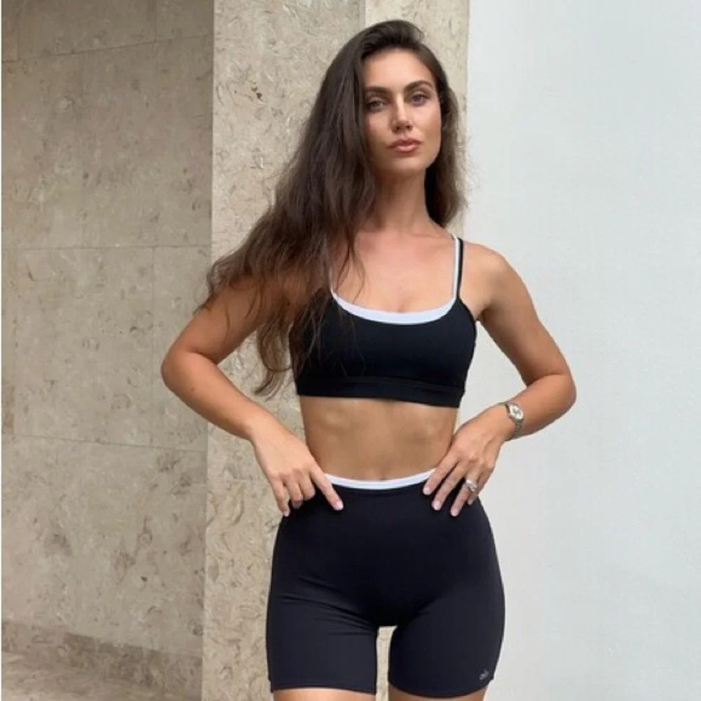 Alo Yoga Airbrush Double Up Bra Black/White M